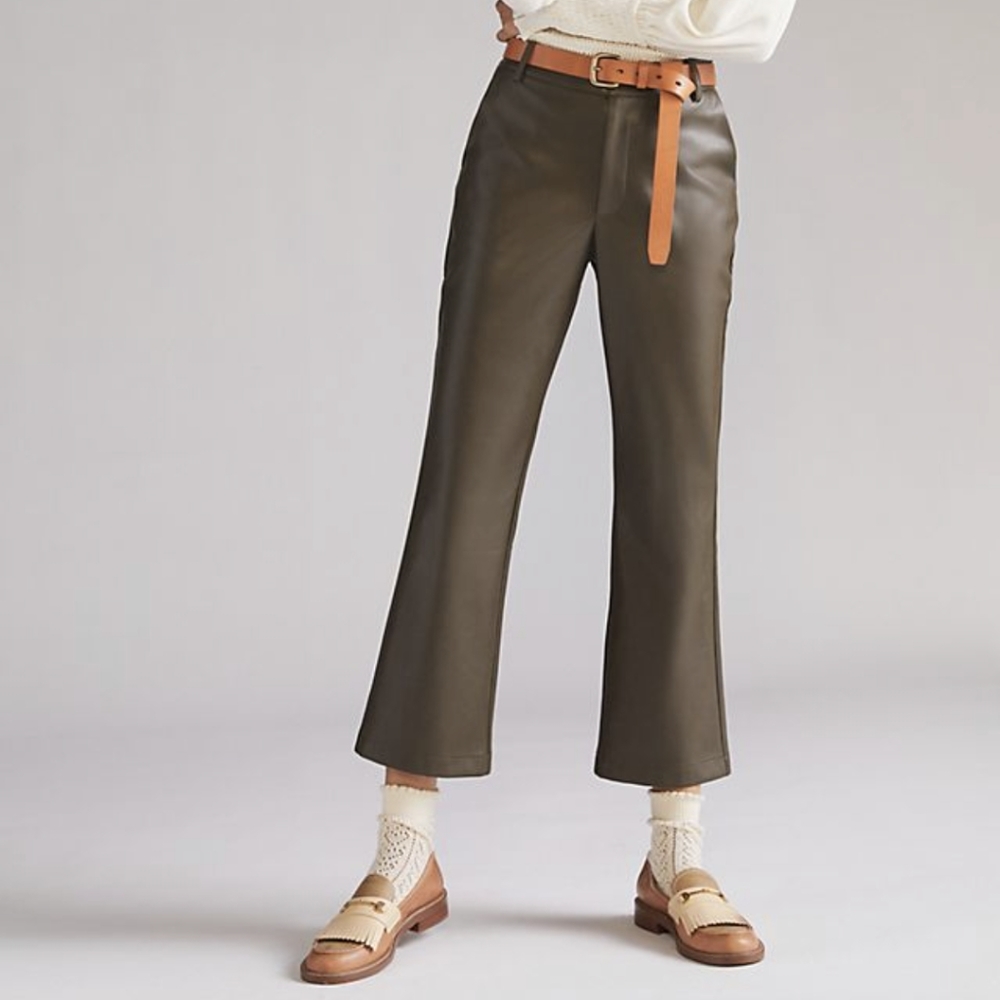 Anthropologie Avec Les Filles Olive green Faux Leather Women's Pants